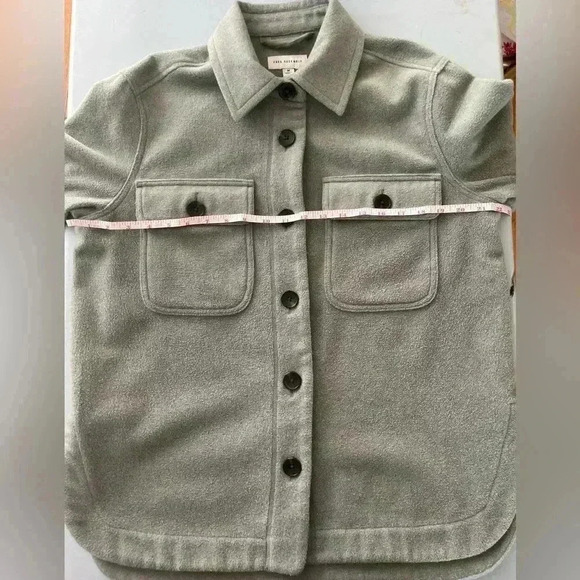 FREE ASSEMBLY pistachio green shacket chore barn jacket button closure S cozy - Picture 10 of 11